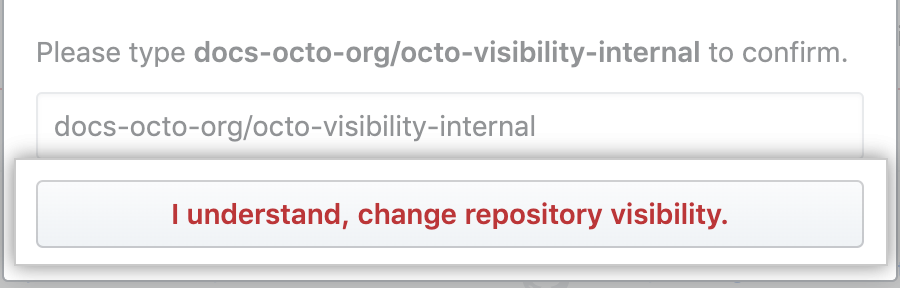 确认更改仓库可见性按钮