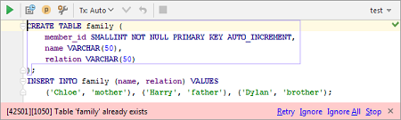 IntelliJ IDEA数据库：使用错误通知栏